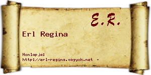 Erl Regina névjegykártya